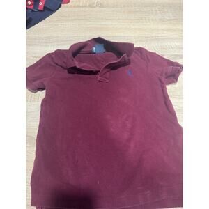 toddler polo ralph lauren Short Sleeve Collared Burgundy Shirt Small Logo Size 5